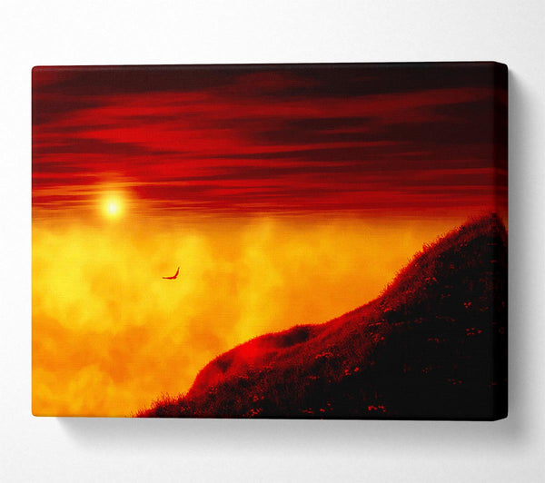 Red Sky Above The Clouds Canvas Art