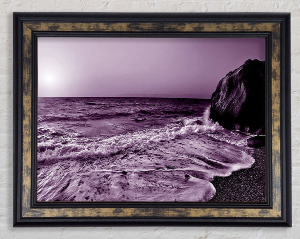 Lilac Ocean Sun Framed Print