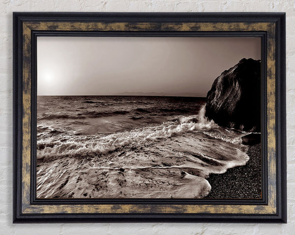 Chocolate Ocean Sun Framed Print