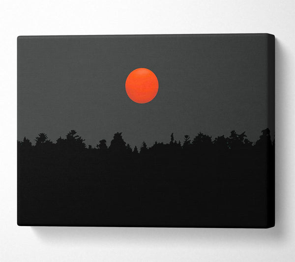 The Red Sun Over The Grey Treeline Canvas Art