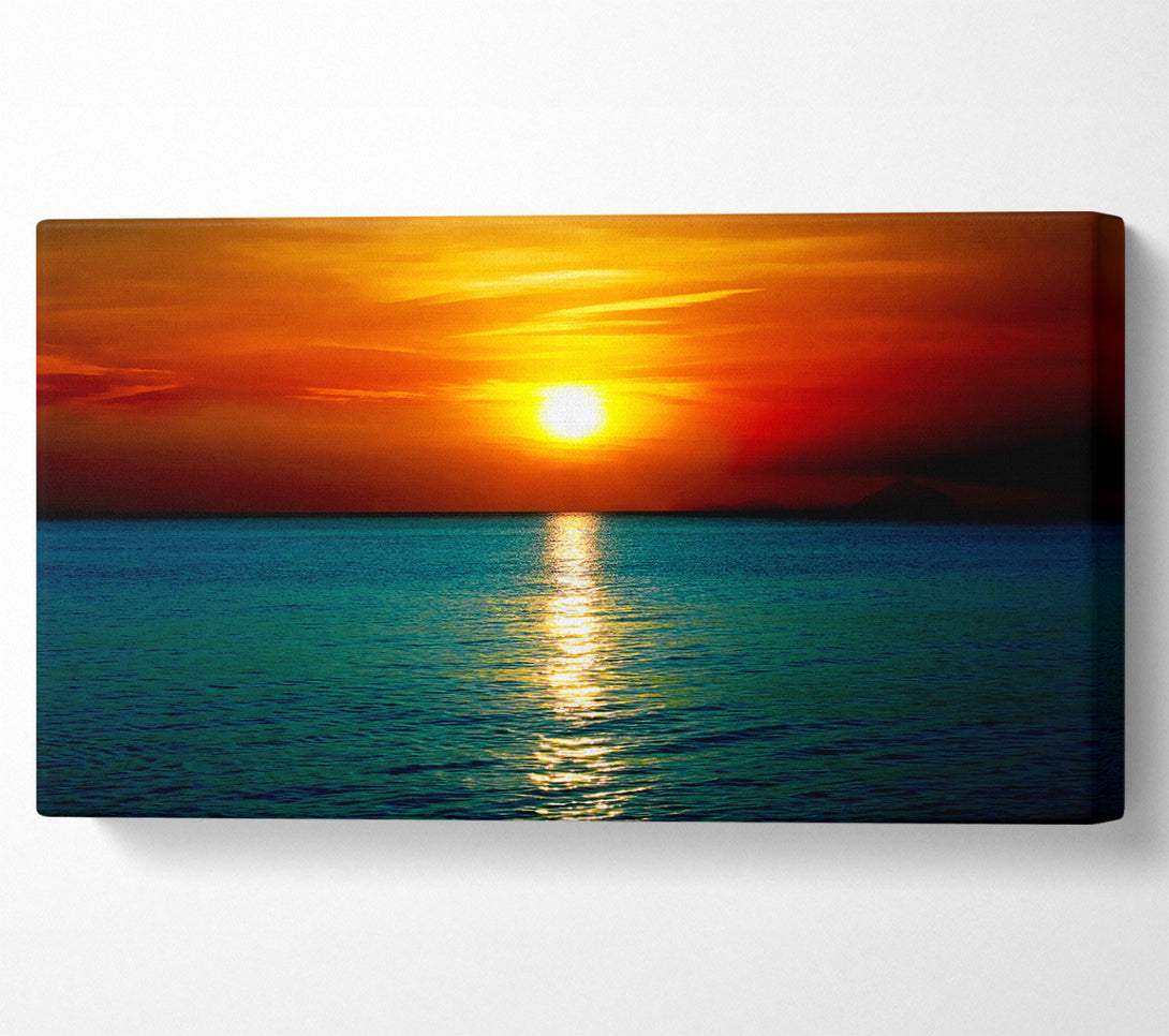  A Canvas Print of As The Sun Goes Down Over The Turquoise Ocean Canvas Wall Art