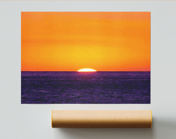 As The Sun Goes Down Over The Ocean Orange