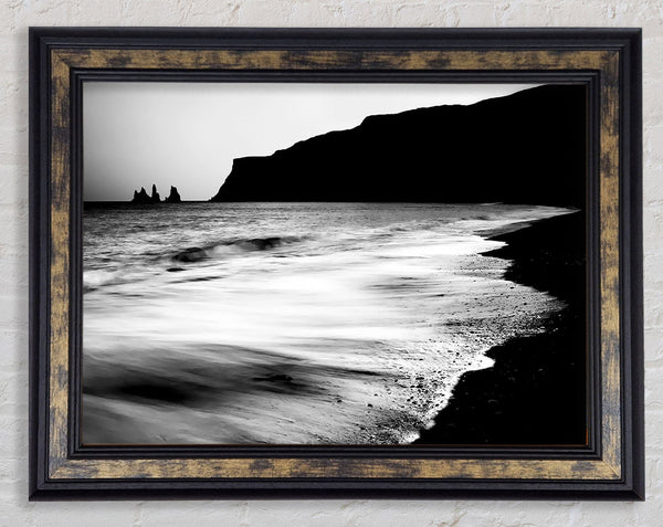 The Calming Ocean Flow B n W Framed Print