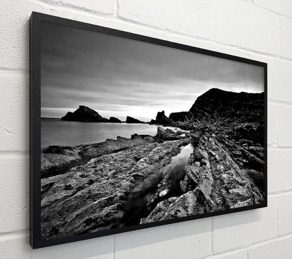 B n W Cliffs Around The Ocean