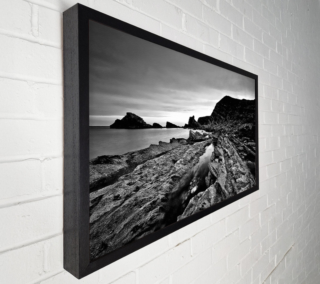  A Canvas Print of B n W Cliffs Around The Ocean Canvas Wall Art