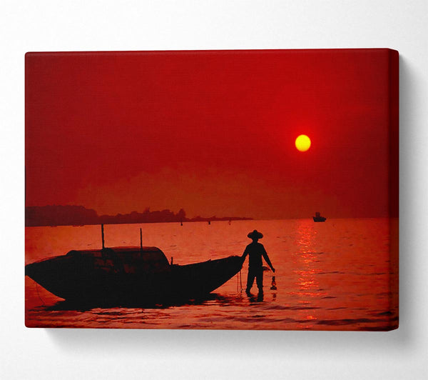 Red Fishermans Ocean Canvas Print