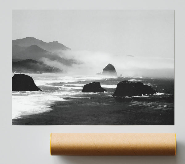 The Oceans Swell B N W Poster