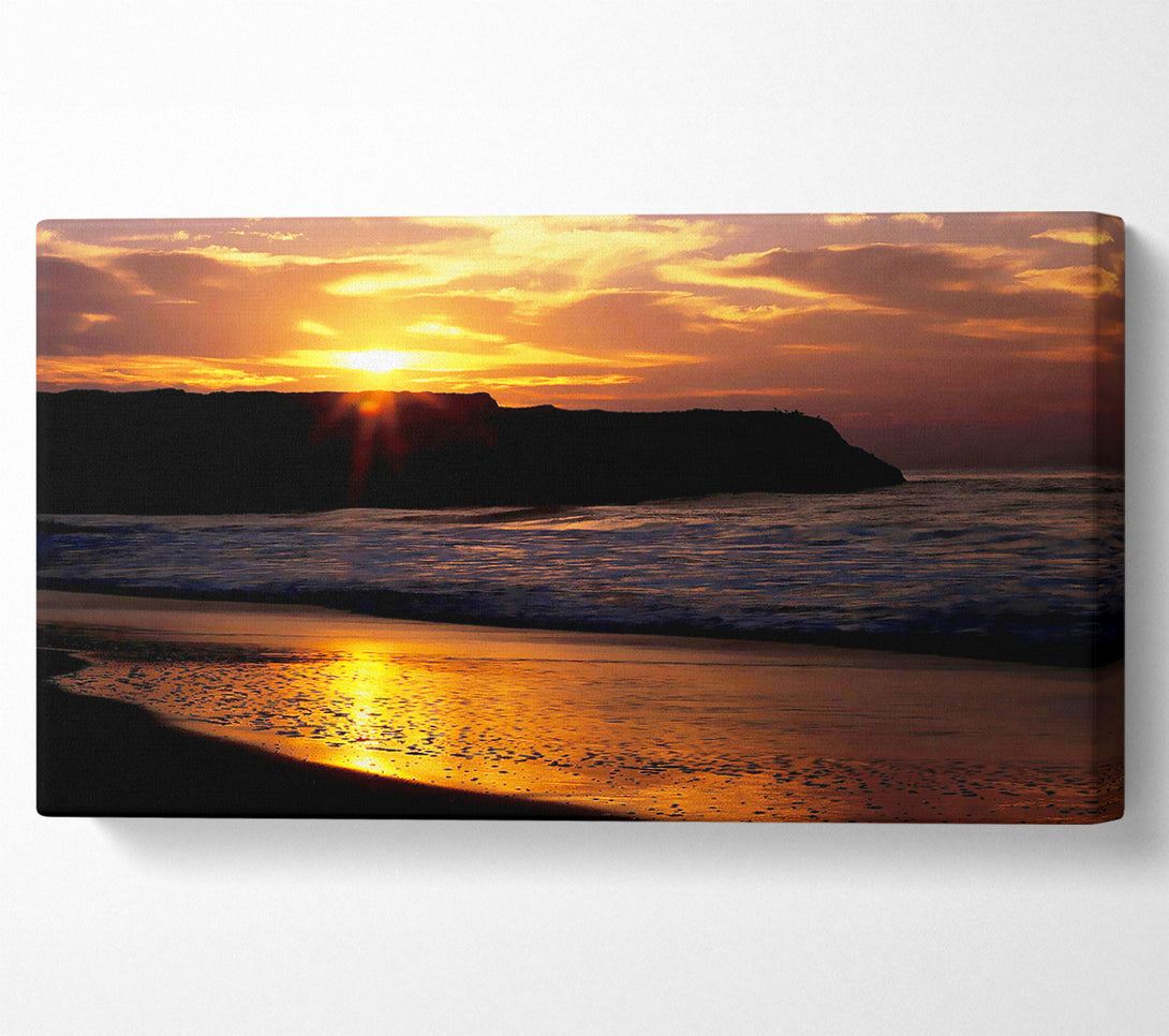  A Canvas Print of Sun Down Over Ocean Canvas Print