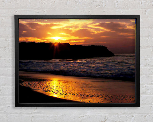 Sun Down Over Ocean Framed Print
