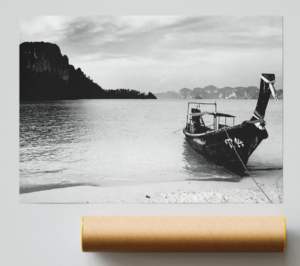Fishermans Boat B N W Poster