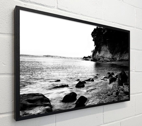 Black And White Sparkle Ocean Rocks