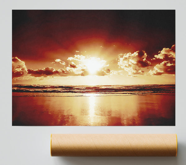 Peach Ocean Sunrise Poster