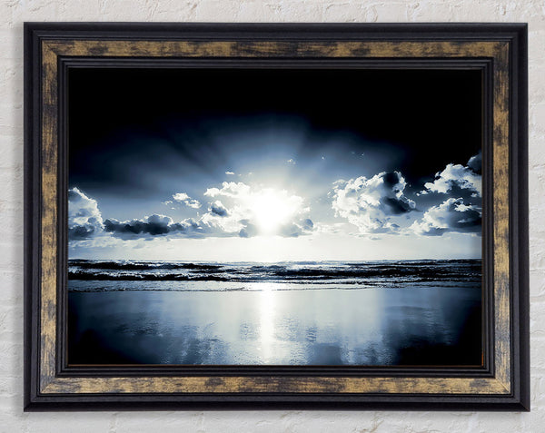Blue Ocean Sunrise Framed Print