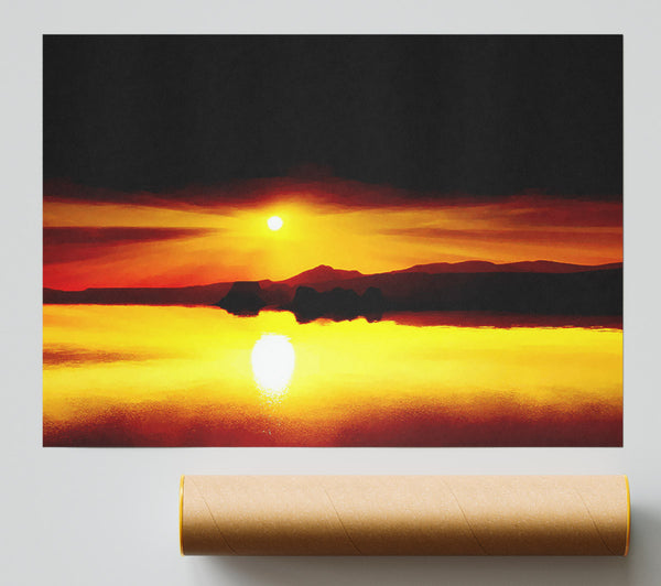 Red Waters Mountain Sunrise Giclee Print