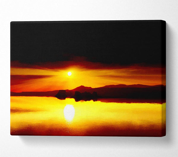 Red Waters Mountain Sunrise Canvas Wall Art