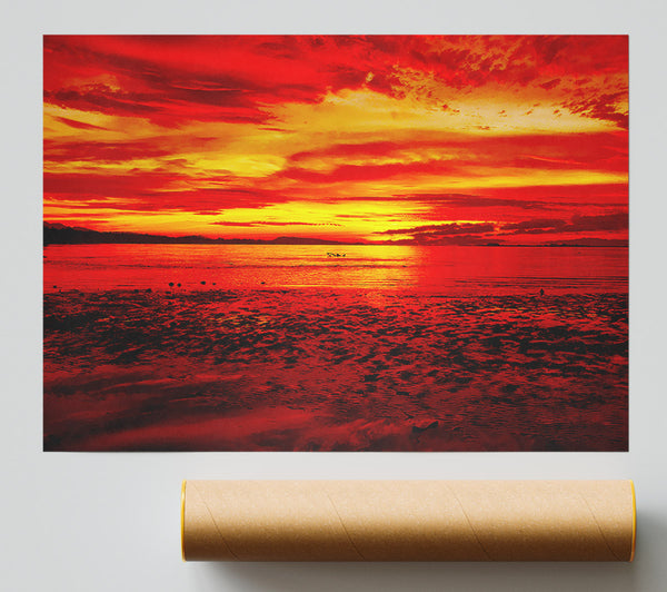 The Pebbled Beach Red Print
