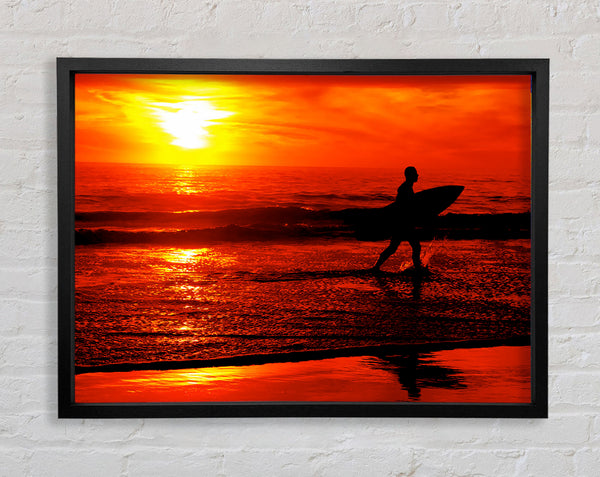 Surfers Stunning Orange Ocean