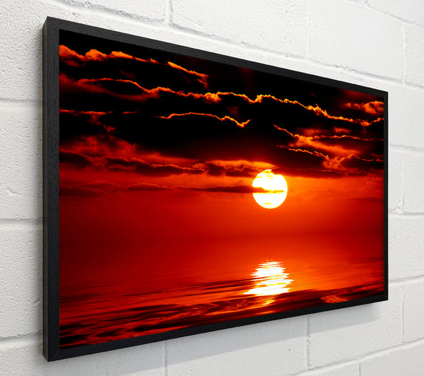 Orange Sun Clouds Over The Ocean
