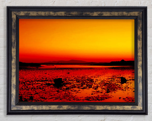 Orange Red Ocean Surprise Framed Print