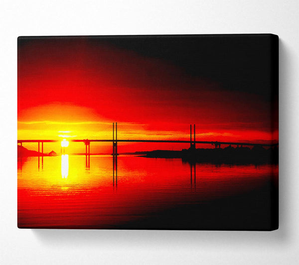 Red Pier Horizon Canvas Art