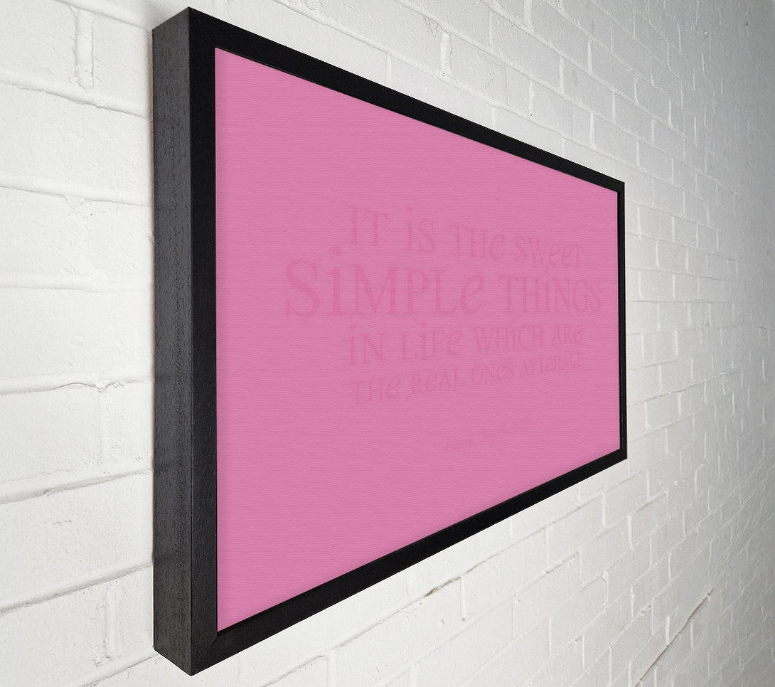  A Canvas Print of Motivational Quote Laura Wilder It Is The Sweet Simple Things Pink Canvas Art