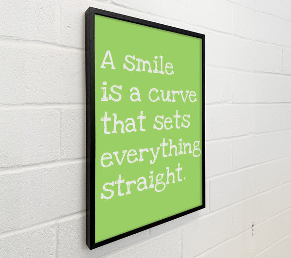Motivational Quote Smile Is A Curve Lime Green