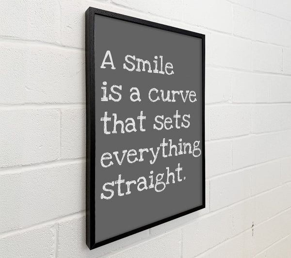 Motivational Quote Smile Is A Curve Grey
