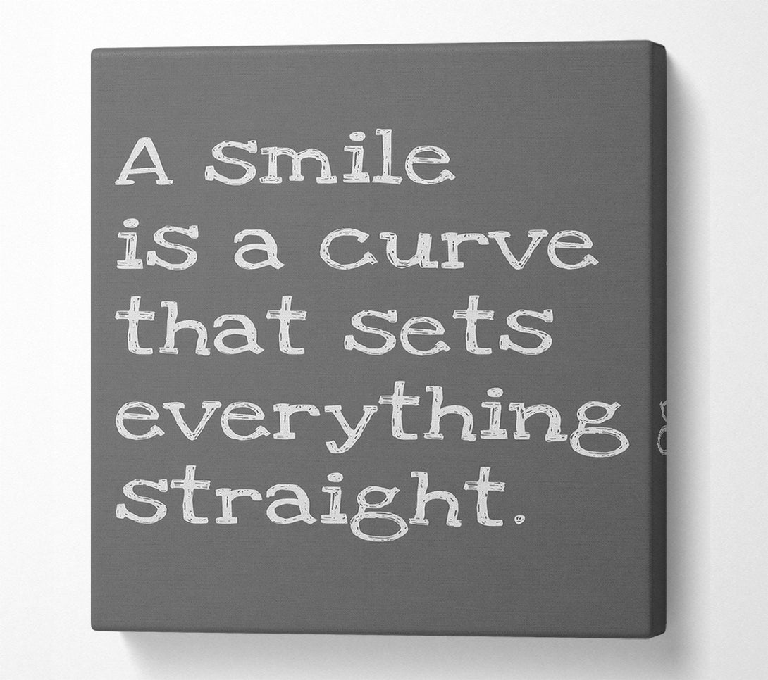  A Canvas Print of Motivational Quote Smile Is A Curve Grey Canvas Print