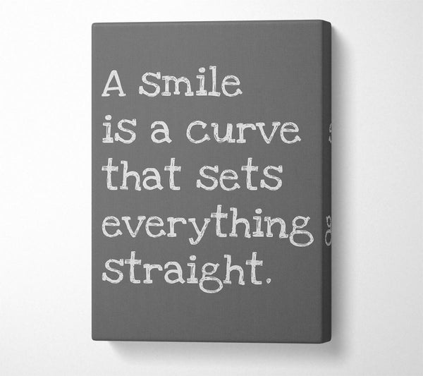 A Canvas Print of Motivational Quote Smile Is A Curve Grey Canvas Print