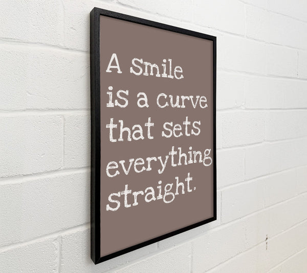 Motivational Quote Smile Is A Curve Beige