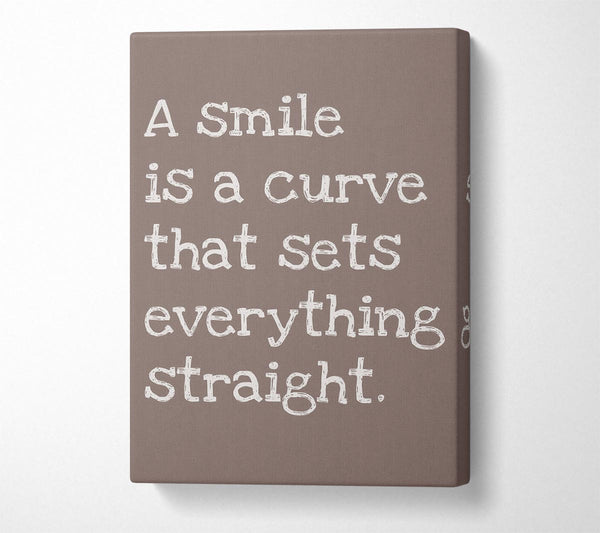  A Canvas Print of Motivational Quote Smile Is A Curve Beige Canvas Wall Art