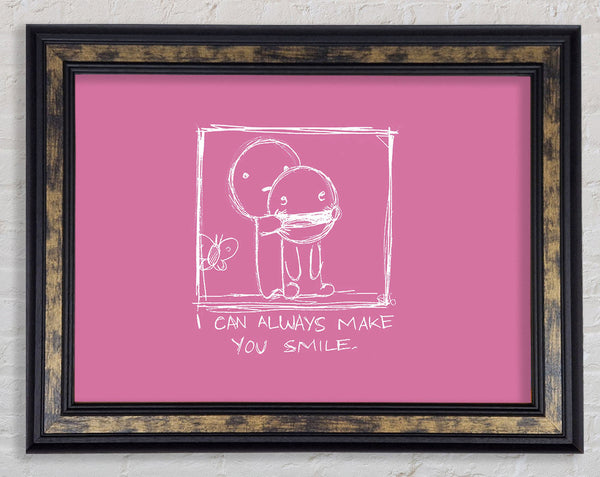 Love Quote I Can Always Make You Smile Pink Framed Print