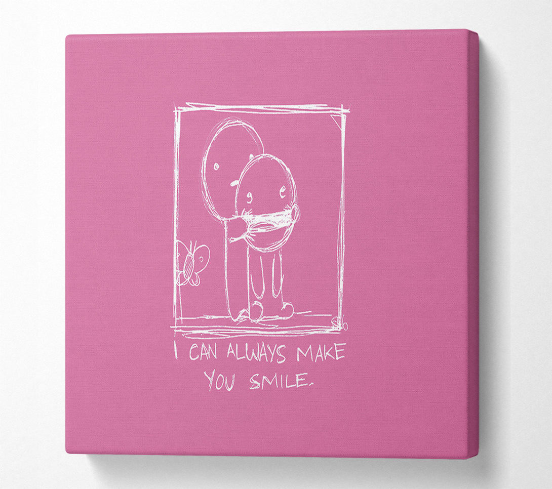  A Canvas Print of Love Quote I Can Always Make You Smile Pink Canvas Print