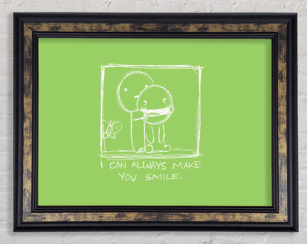 Love Quote I Can Always Make You Smile Lime Green Framed Print