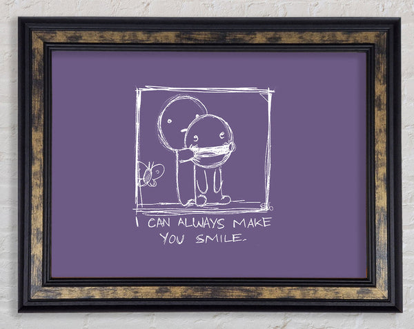 Love Quote I Can Always Make You Smile Lilac Framed Print