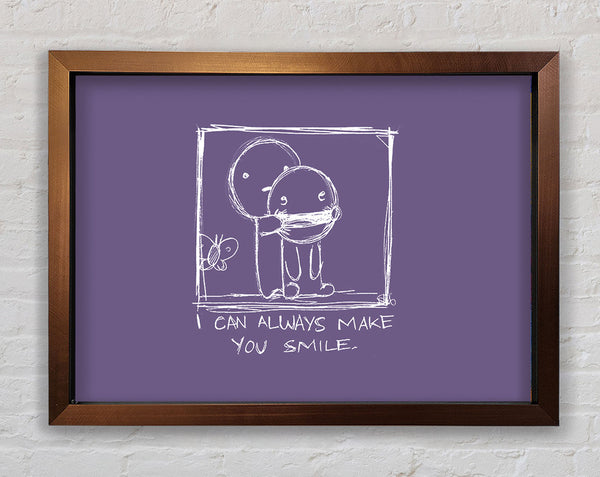 Love Quote I Can Always Make You Smile Lilac Framed Print