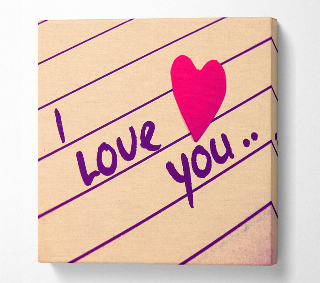  A Canvas Print of Love Quote I Love You Heart Canvas Wall Art