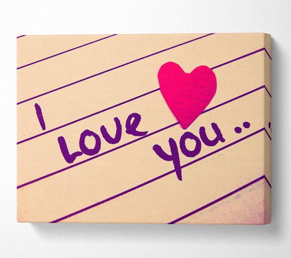  A Canvas Print of Love Quote I Love You Heart Canvas Wall Art