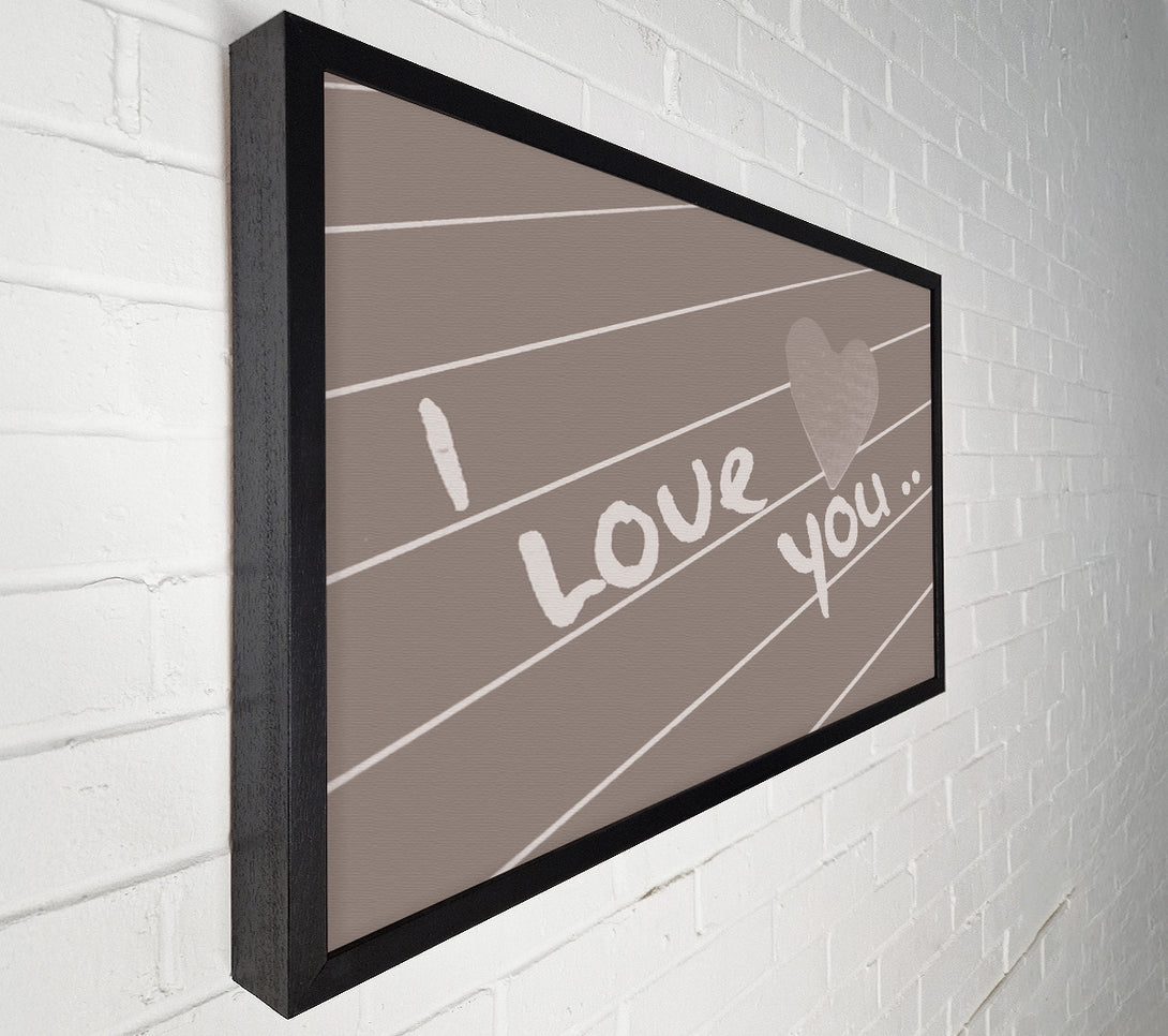  A Canvas Print of Love Quote I Love You Heart Beige Canvas Wall Art