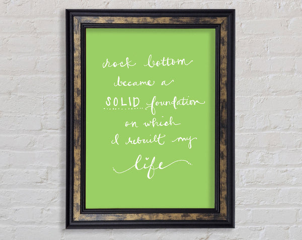 Rock Bottom Lime Green Framed Print