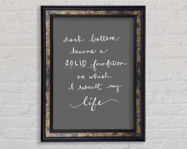 Rock Bottom Grey Framed Print