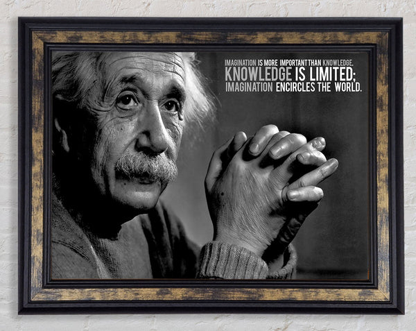 Motivational Quote Albert Einstein Imagination Is More Important Framed Print