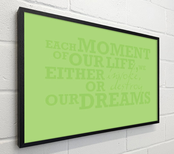 Motivational Quote Each Moment Of Our Life Lime Green