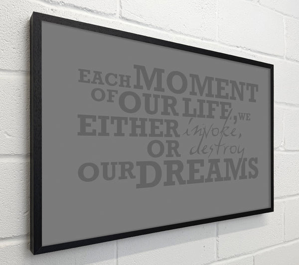 Motivational Quote Each Moment Of Our Life Grey
