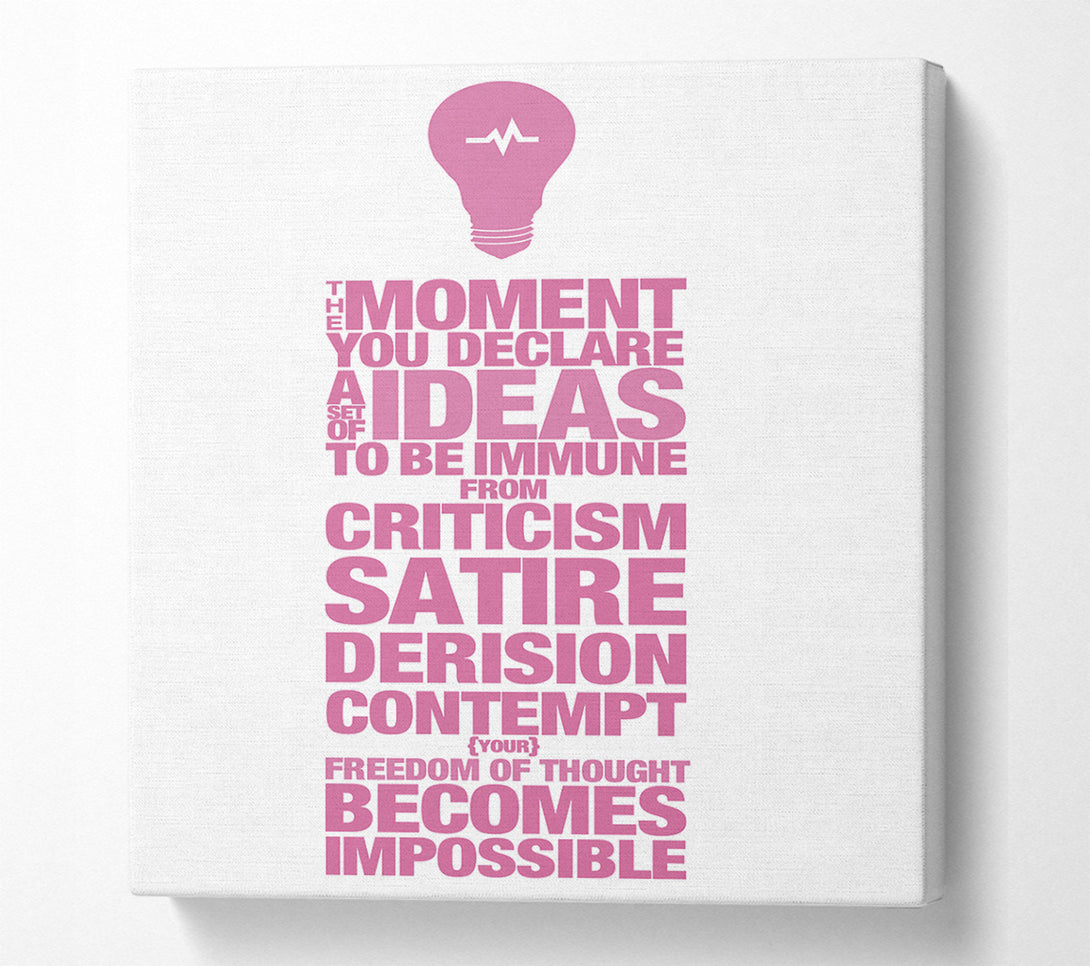  A Canvas Print of Motivational Quote Freedom Of Thought Pink Canvas Wall Art