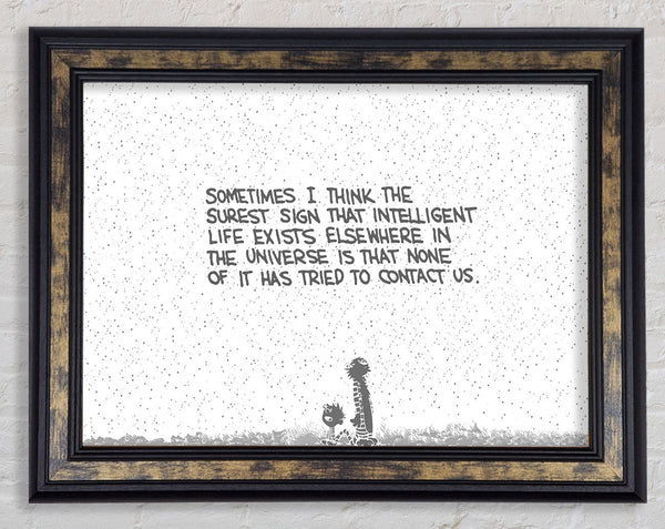Funny Quote Sometimes I Think The Surest Sign Grey Framed Print