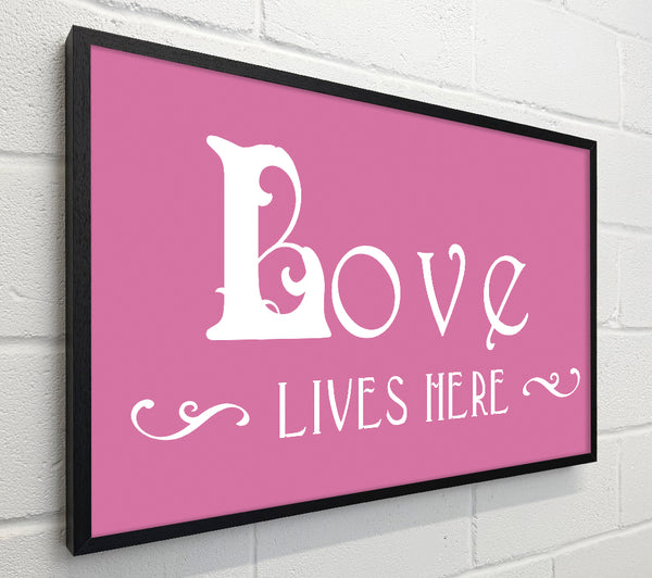 Love Quote Love Lives Here Vines Pink