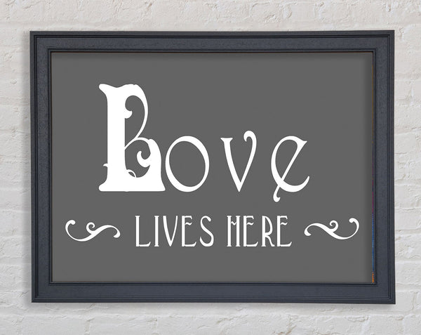 Liebeszitat „Love Lives Here“ – Vines – Grau