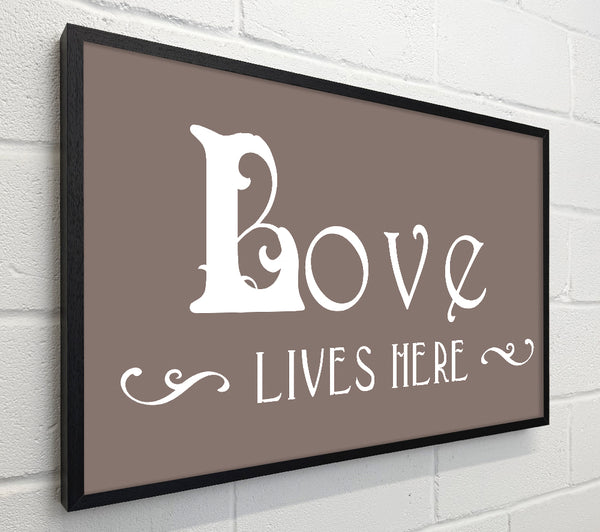Love Quote Love Lives Here Vines Beige