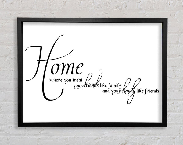 Family Quote Home Family Friends Framed Print